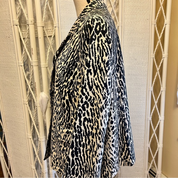 Talbots Blazer Leopard Animal Print Cream Black Jacket Stretch Plus size 16W - Picture 4 of 16